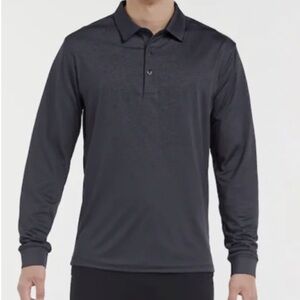 Walter Hagen DSG Polo Shirt Heather Gray Black Long Sleeve Stretch Sz XXL